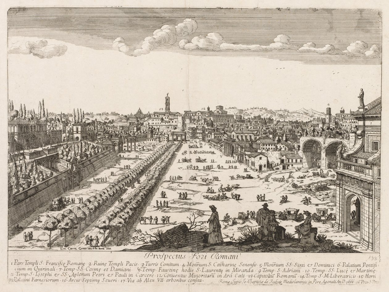 Forum Romanum fra prospekt, 1666 av Lievin Cruyl