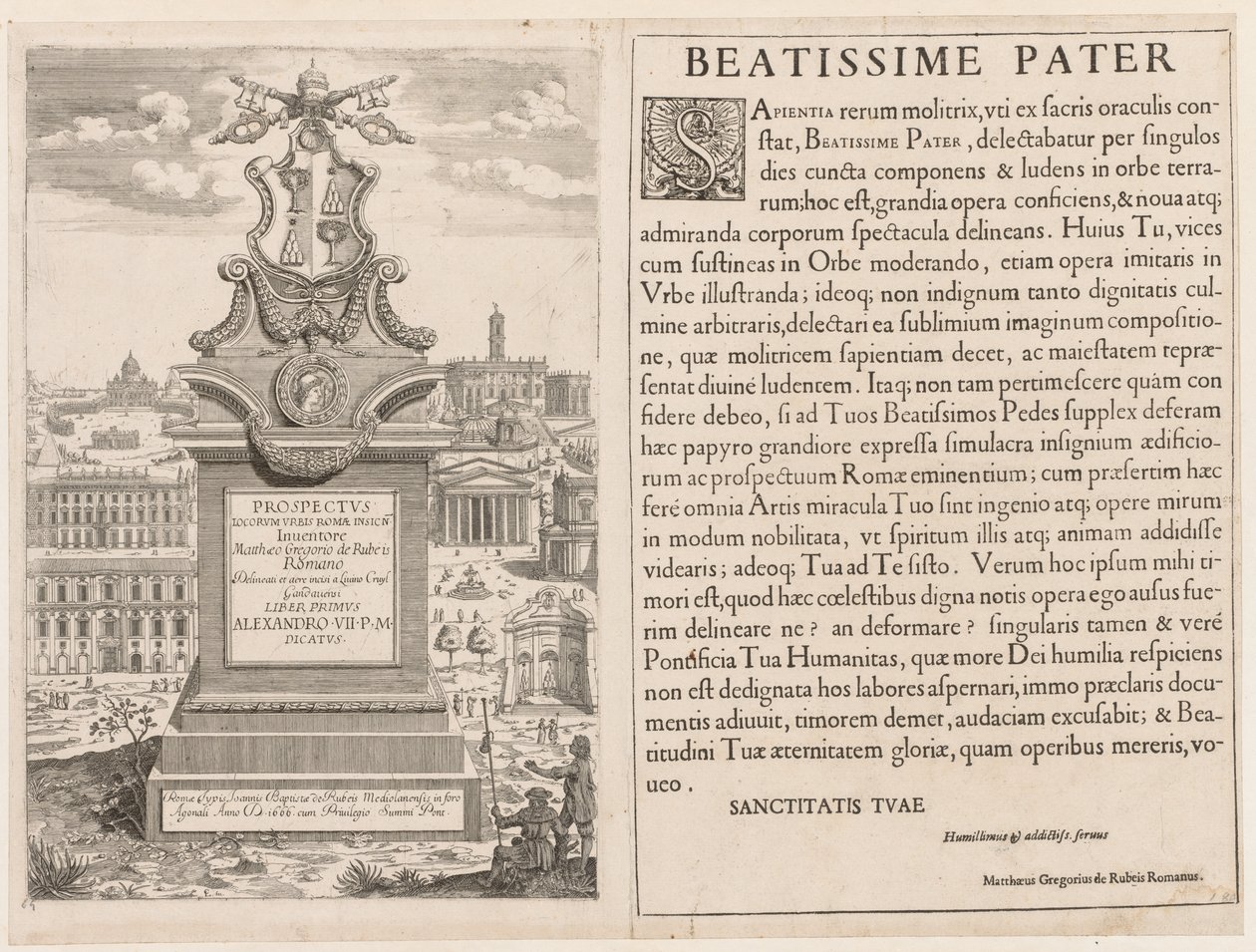 Frontispice fra "View of the Insignia of the City of Roma" av Lievin Cruyl