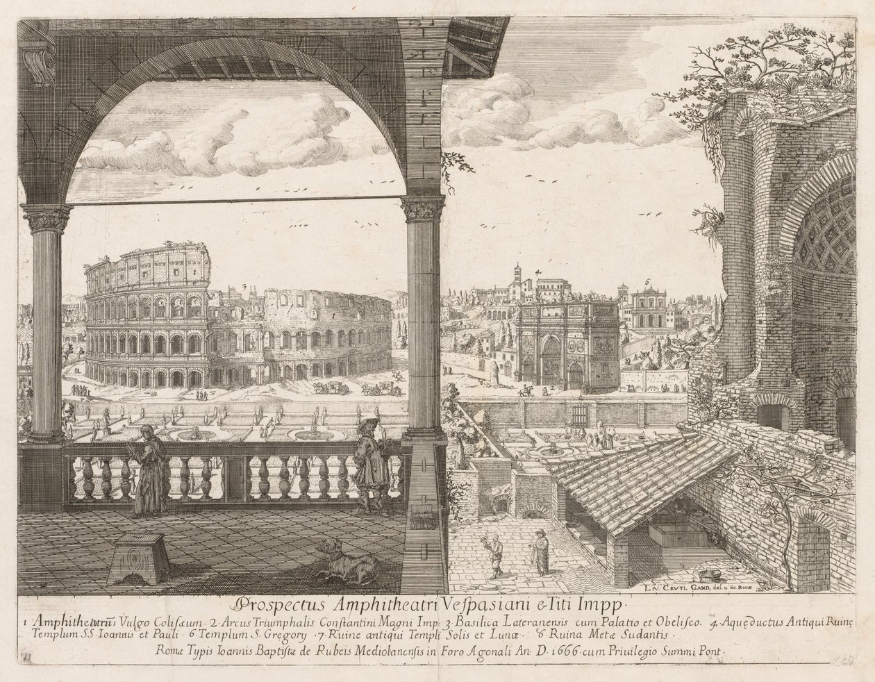 Colosseum of Arco di Costantino fra prospektet til Locurum of the City of Roma, 1666. av Lievin Cruyl