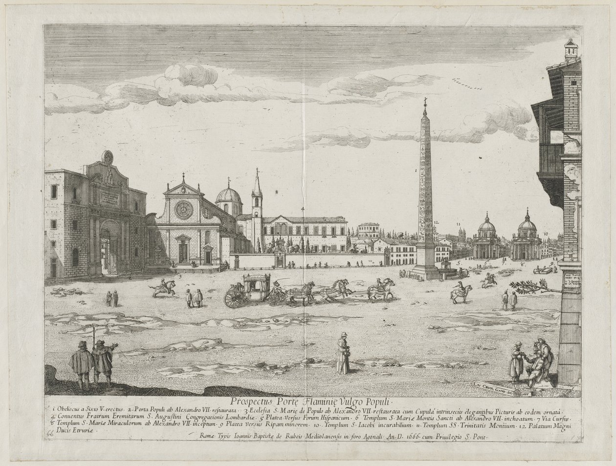 Prospekt for stedene i byen Roma Insign[ium], 1666. av Lievin Cruyl