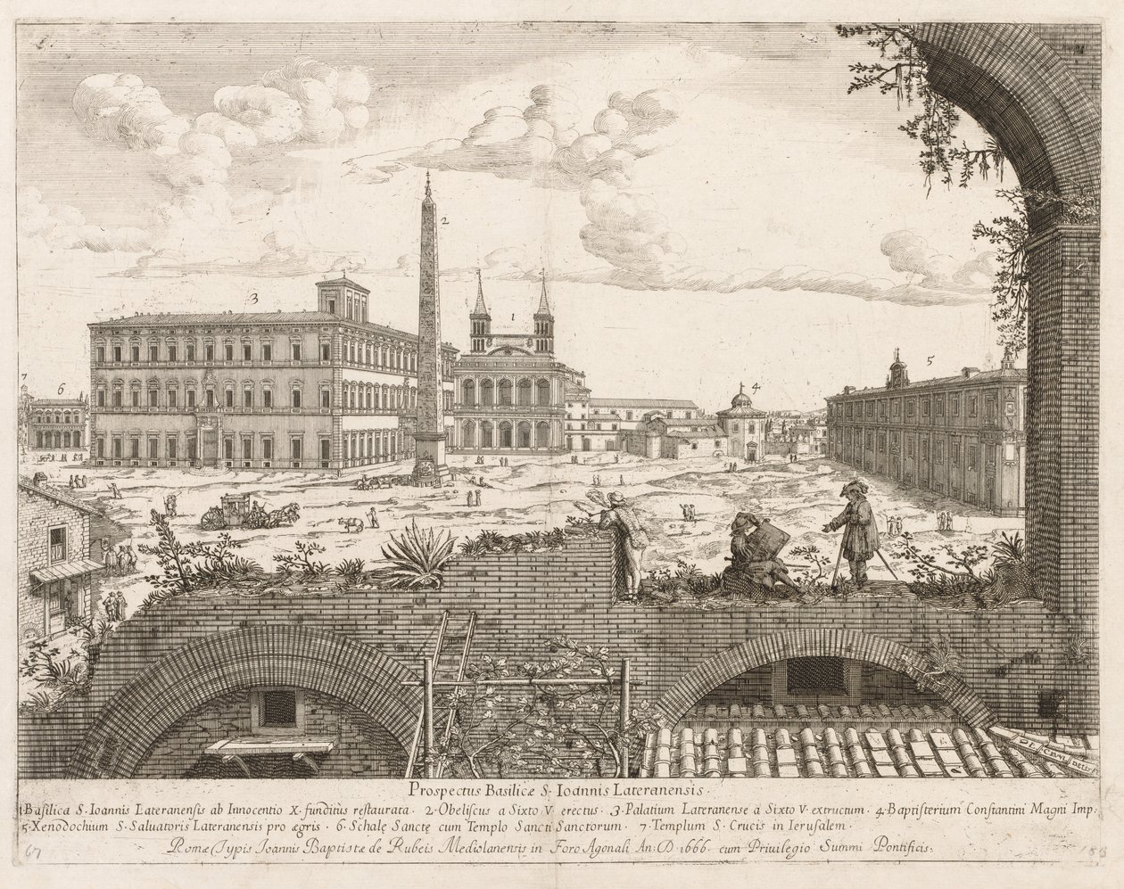 S. Giovanni in Laterano fra Prospectus of the Locurum of the City of Roma, 1666. av Lievin Cruyl
