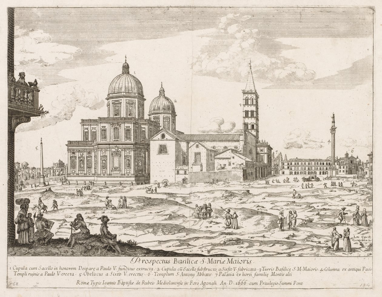 Santa Maria Maggiore fra "Utsikt over landemerkene i byen Roma" av Lievin Cruyl