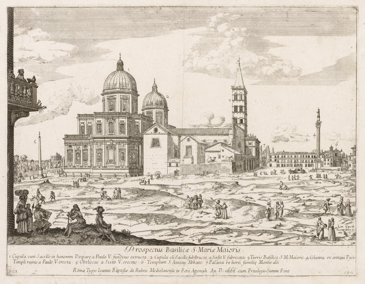 Santa Maria Maggiore fra prospektet til Lourum i byen Roma, 1666. av Lievin Cruyl