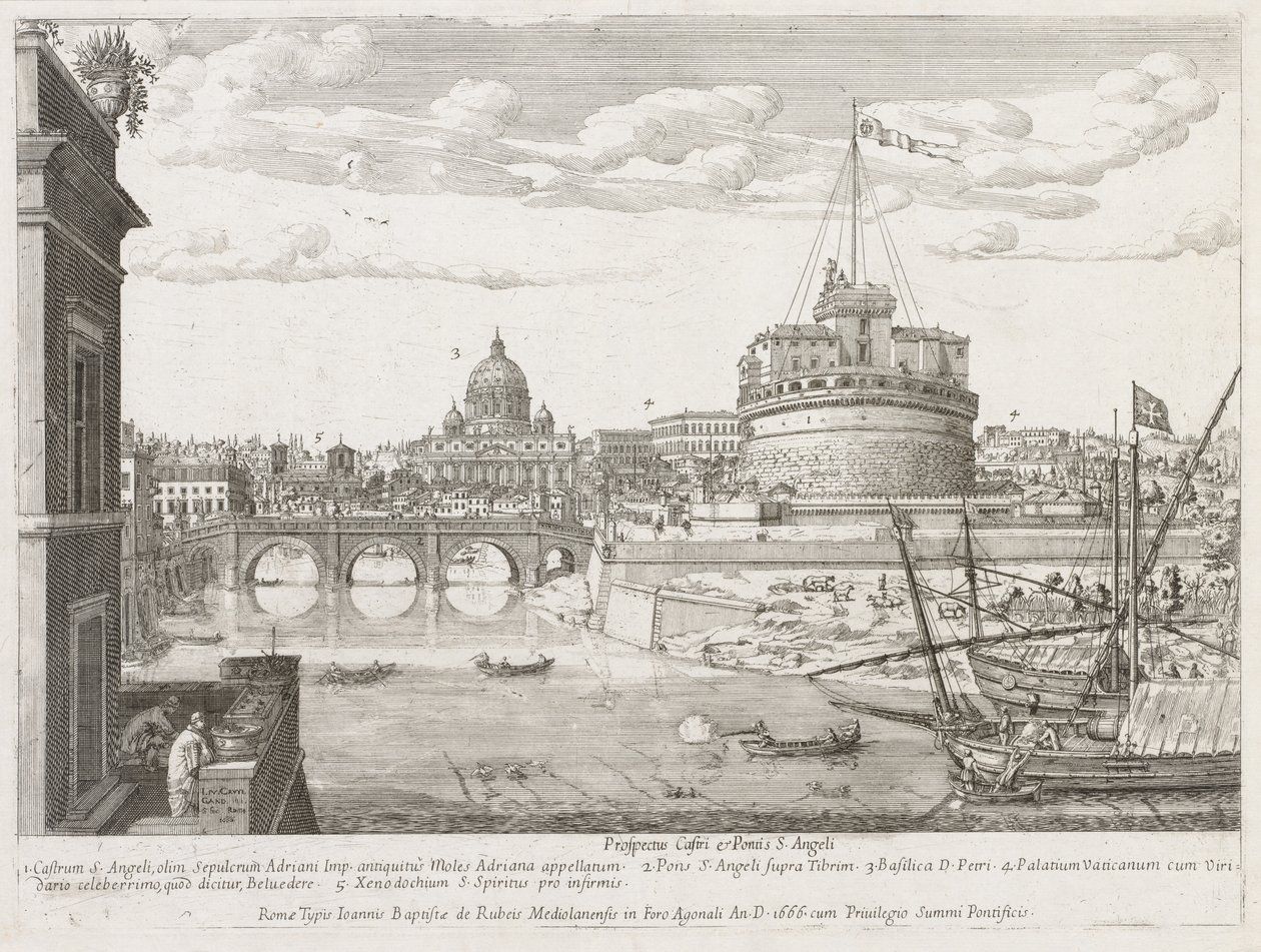 St. Angelo fra Prospectus Lourum Urbis Romae Insignium, 1666 av Lievin Cruyl