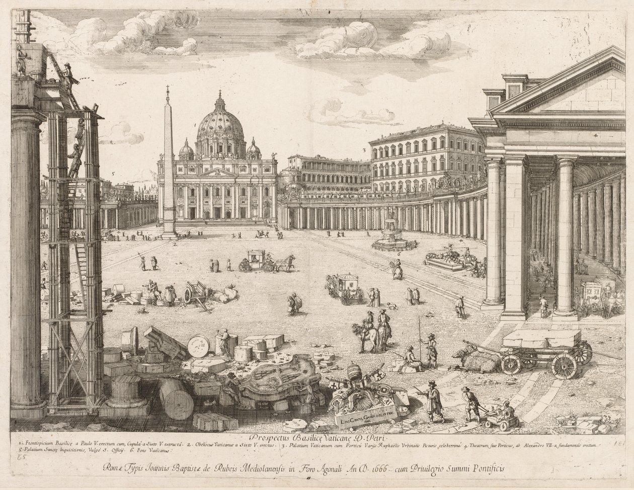St St. Peters-basilikaen fra prospektet til Lourum i byen Roma, 1666. av Lievin Cruyl