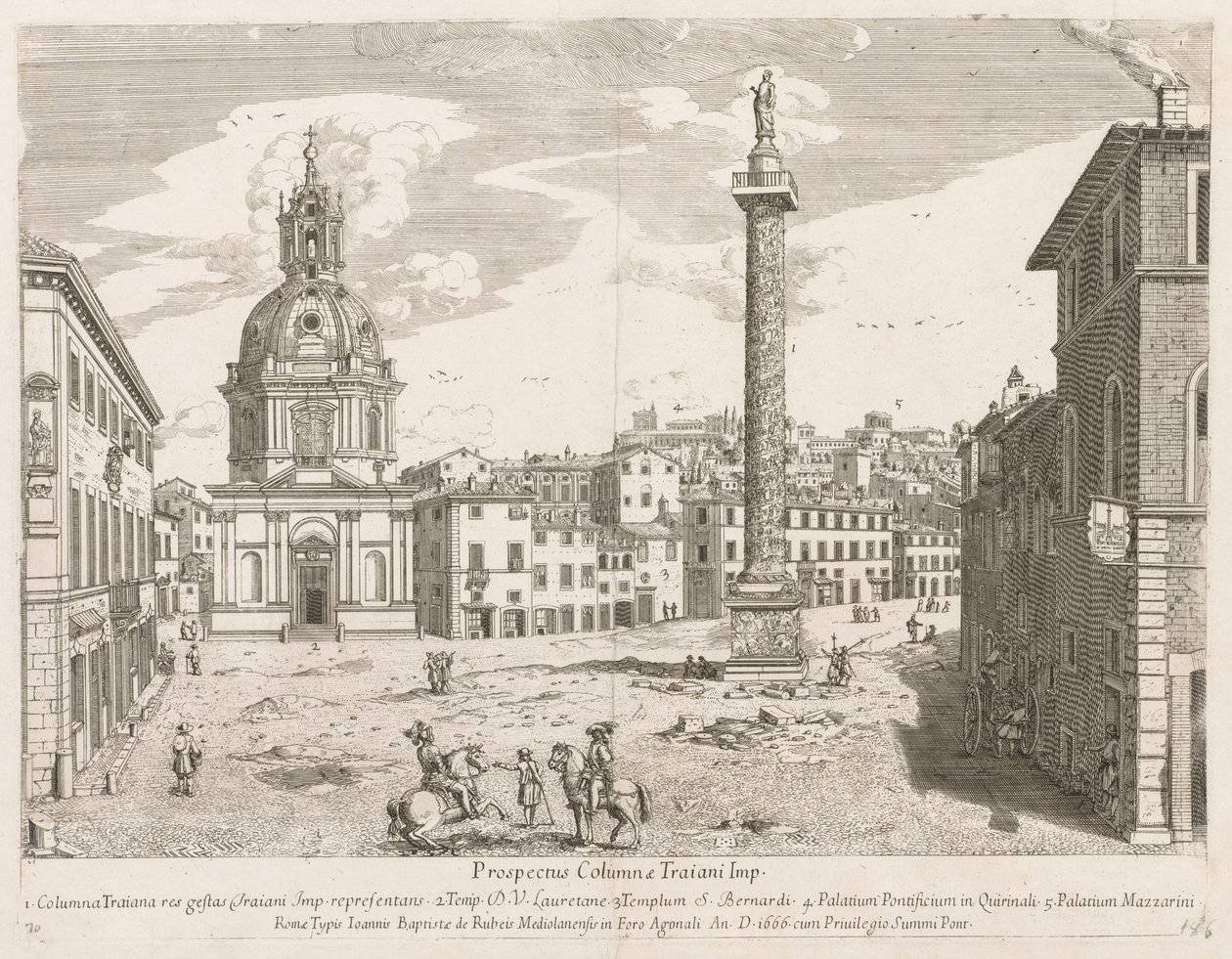 Trajans søyle fra "View of the Places of the City of Roma Insign[ium] av Lievin Cruyl