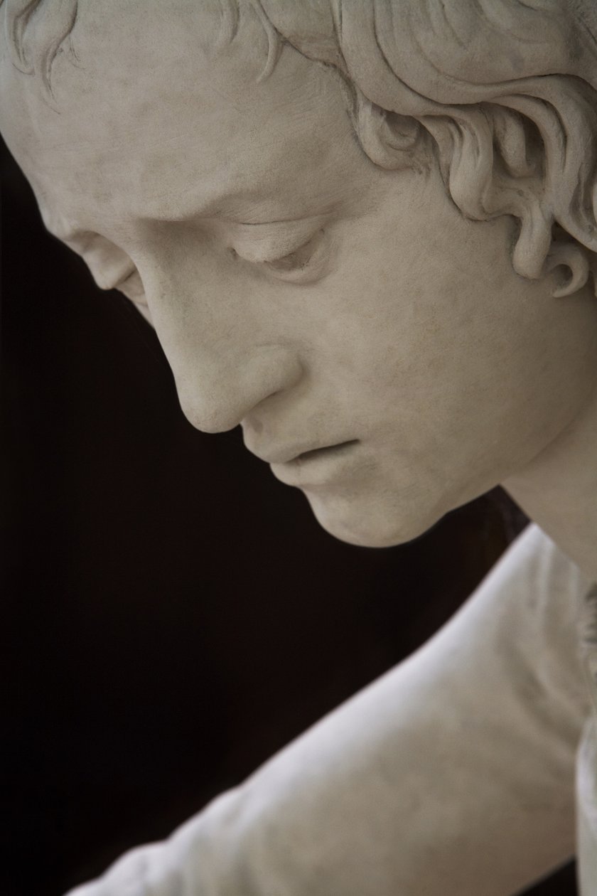 Gravleggingen og jomfruens besvimelse, detalj: hode for St. John av Ligier Richier