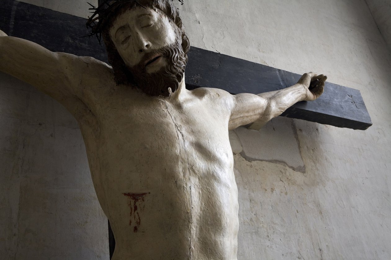 Kristus på korset, detalj (malt tre) av Ligier Richier