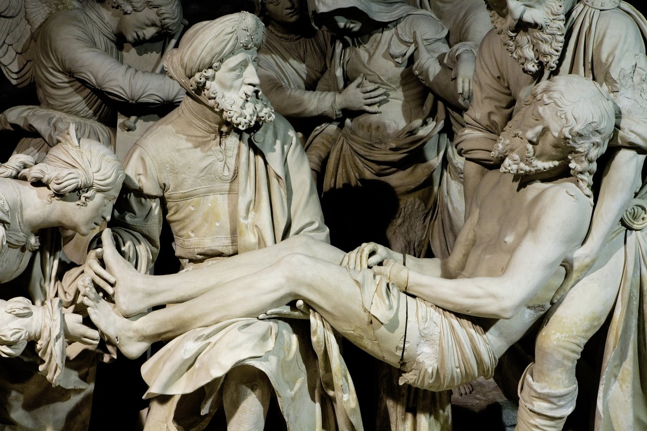 Begravelsen og jomfruens besvimelse (stein) av Ligier Richier