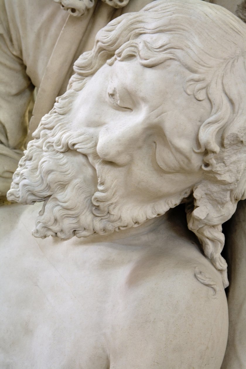 Gravleggingen og jomfruens besvimelse, detalj: Jesu hode av Ligier Richier