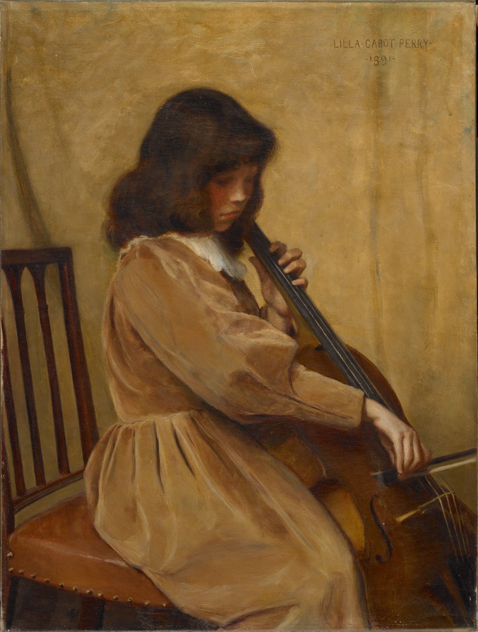 Jente som spiller cello av Lilla Cabot Perry