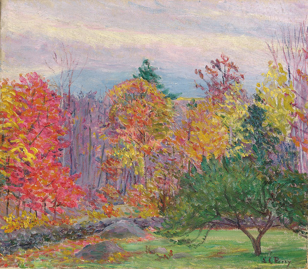 Landskap ved Hancock, New Hampshire, oktober 1923 (olje på lerret) av Lilla Cabot Perry