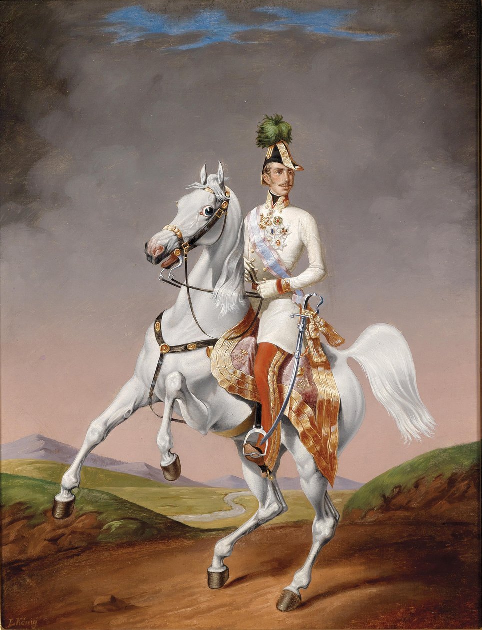 Portrett av Franz Joseph I av Østerrike til hest, 1855 av Lilly König