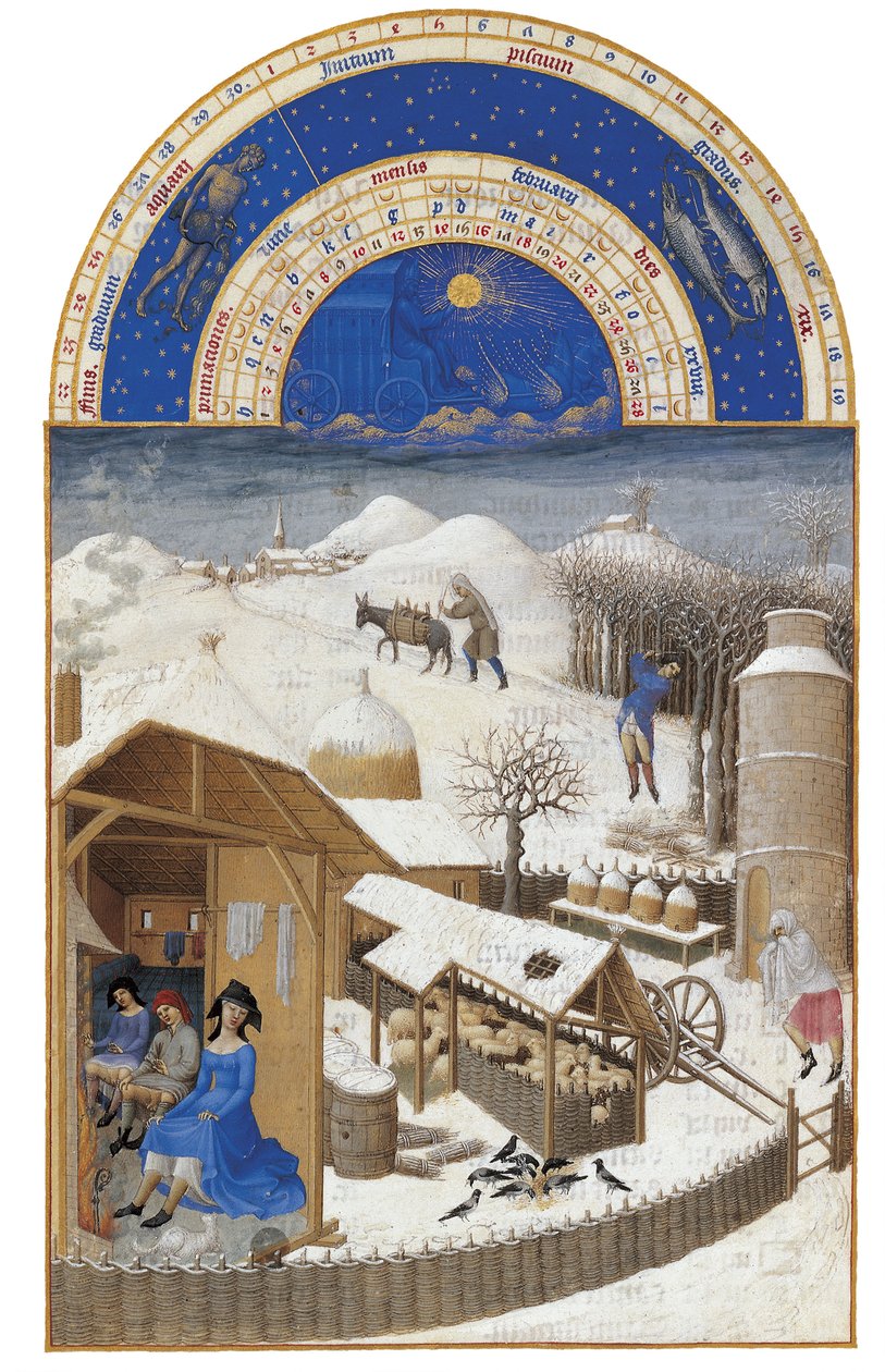 februar The Very Rich Hours of the Duke of Berry, 1412-1416. av Limbourg Brothers