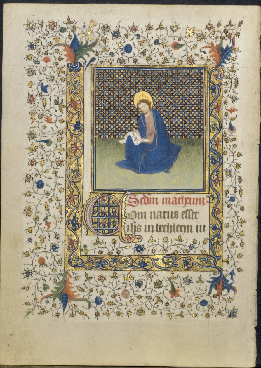 Blad fra en timebok: St. Matteus, ca. 1415-20. av Limbourg Brothers