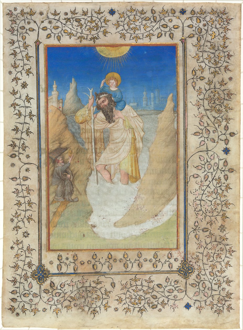 Den hellige Christopher bærer Kristusbarnet av Limbourg Brothers