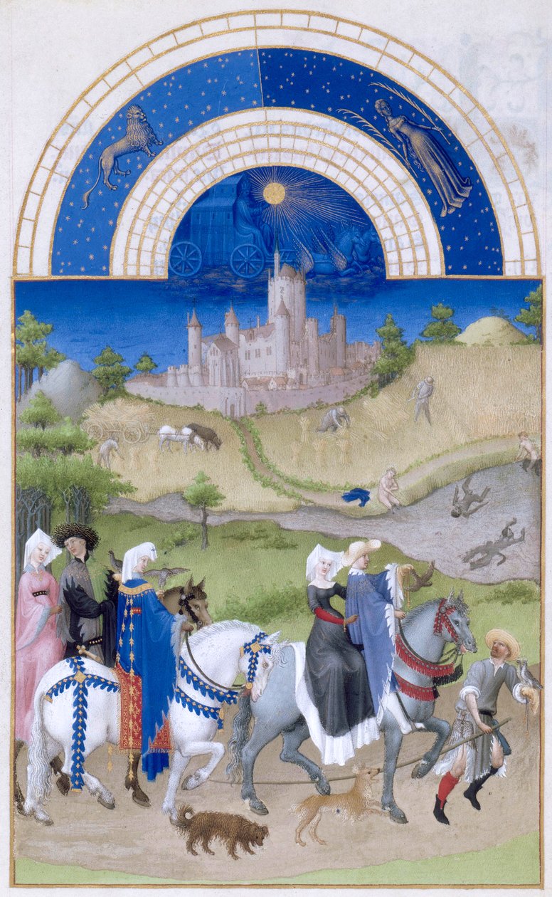 Très Riches Heures du Duc de Berry Folio 8, bakside: august av Limbourg Brothers