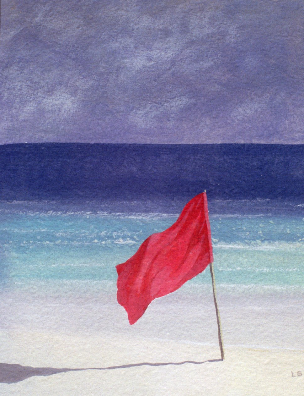 Beach Flag - Storm Warning, 1985 (akryl på papir) av Lincoln Seligman