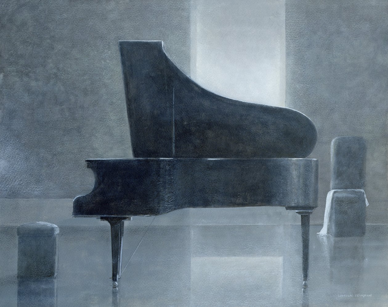 Svart piano, 2004 (akryl på papir) av Lincoln Seligman