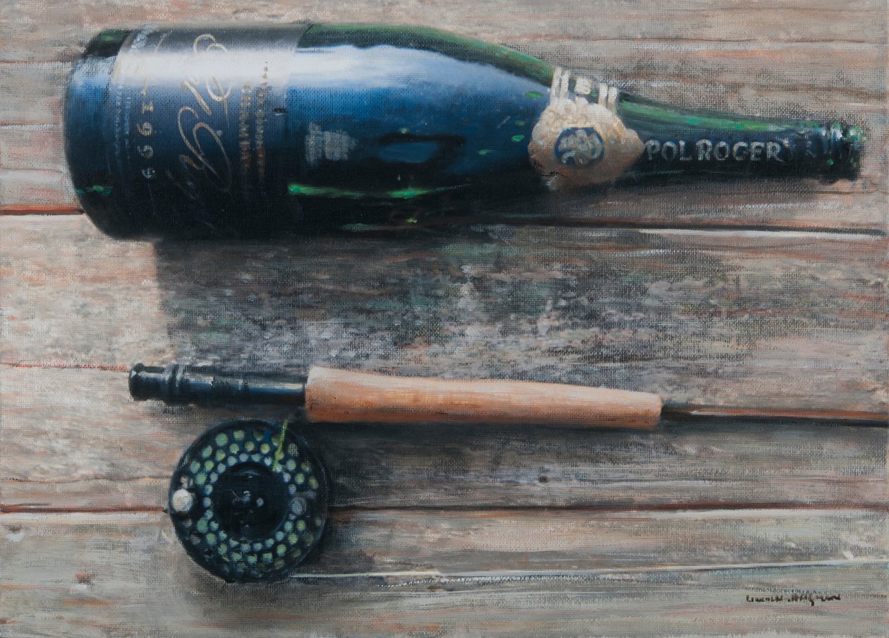 Bottle and Rod I, 2012 (akryl på lerret) av Lincoln Seligman