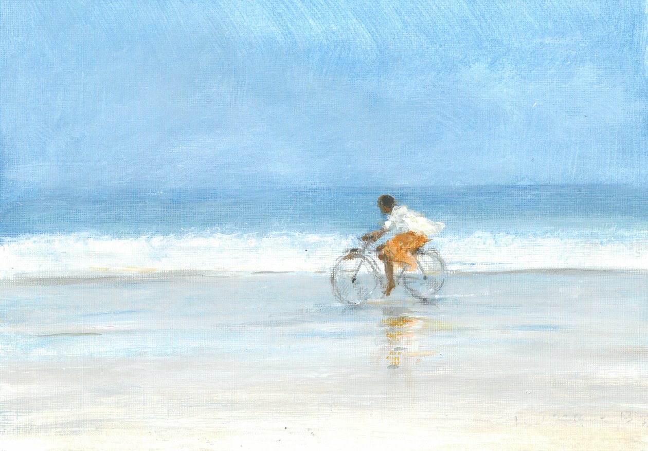Boy on a Bike 1, 2015 (akryl på lerret) av Lincoln Seligman