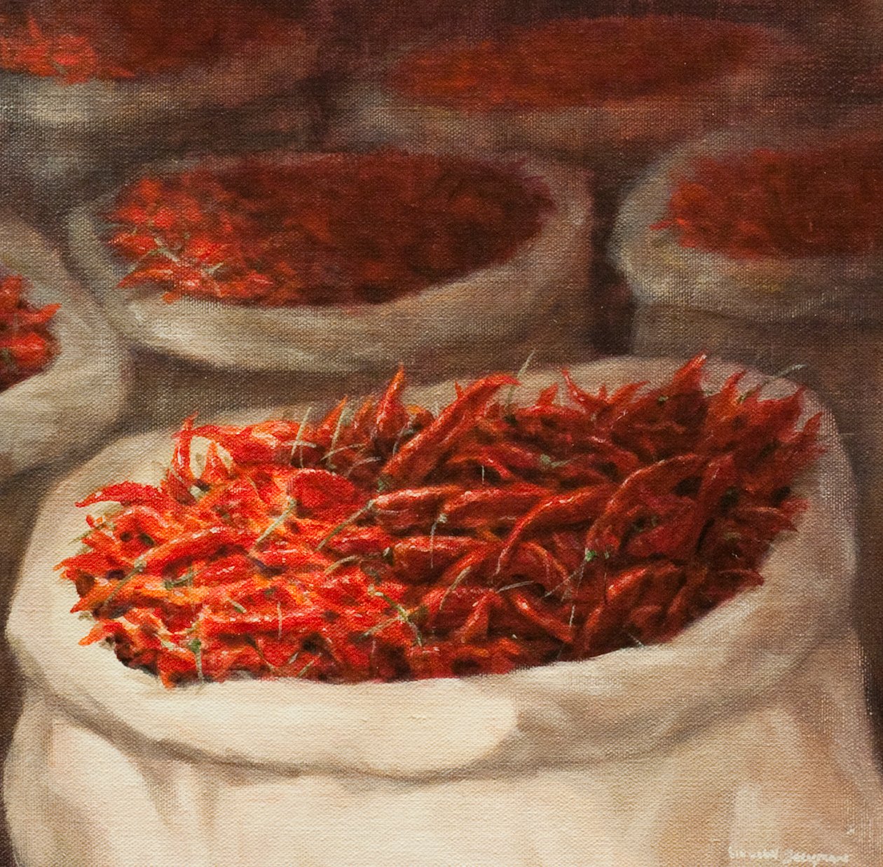 Chillis, 2010 (akryl på lerret) av Lincoln Seligman