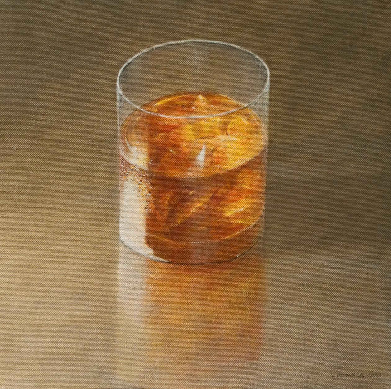 Glass of Whisky, 2010 (akryl på lerret) av Lincoln Seligman