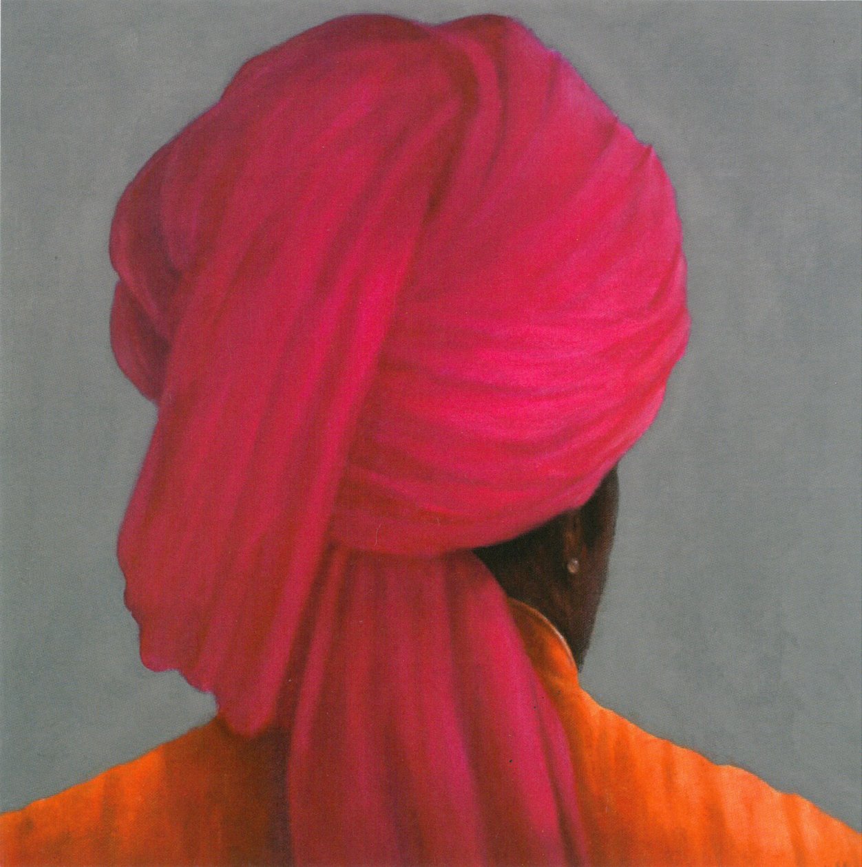 Rosa turban (akryl på papir) av Lincoln Seligman