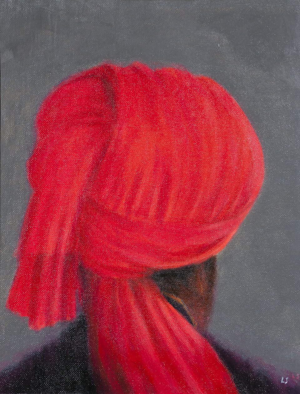 Rød turban på grått, 2014 av Lincoln Seligman