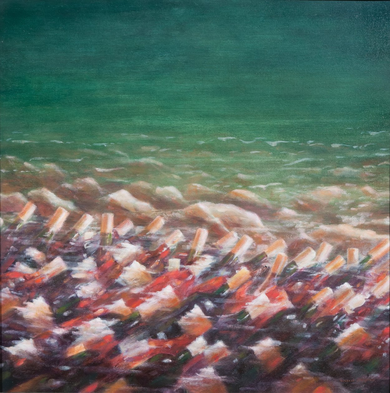 Red and Rose cooling, 2012 (akryl på lerret) av Lincoln Seligman