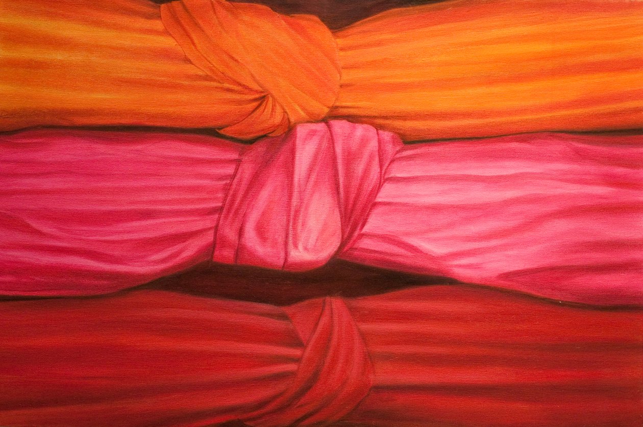 Silk Knots, 2010 (akryl på lerret) av Lincoln Seligman