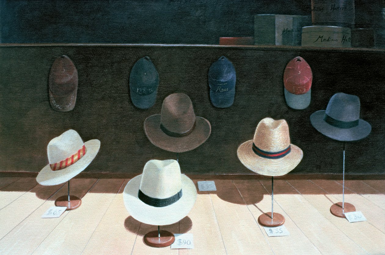Hattebutikk, 1990 av Lincoln Seligman