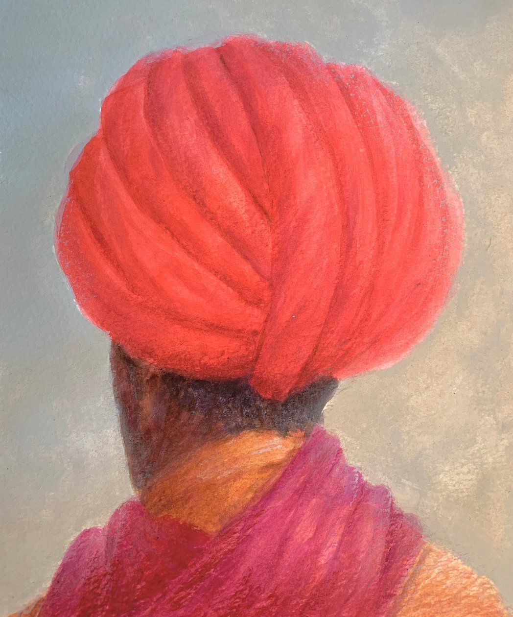 Rød turban gul jakke av Lincoln Seligman