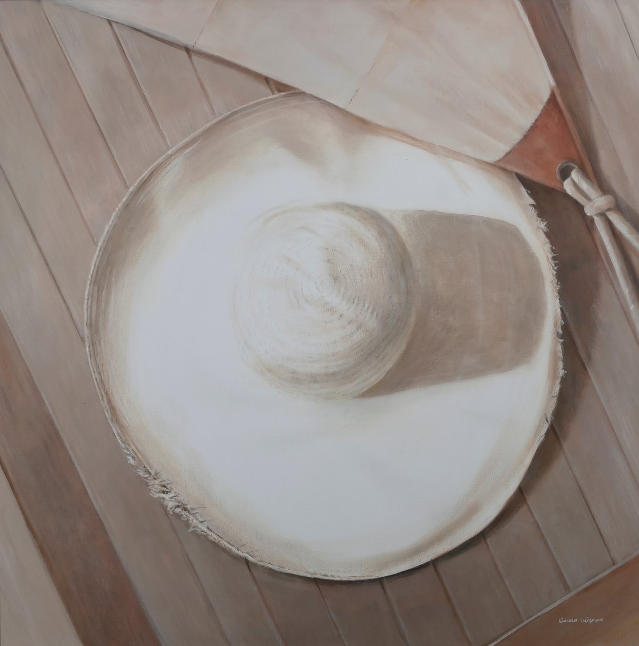 Reisehatt, 2012 (akryl på lerret) av Lincoln Seligman