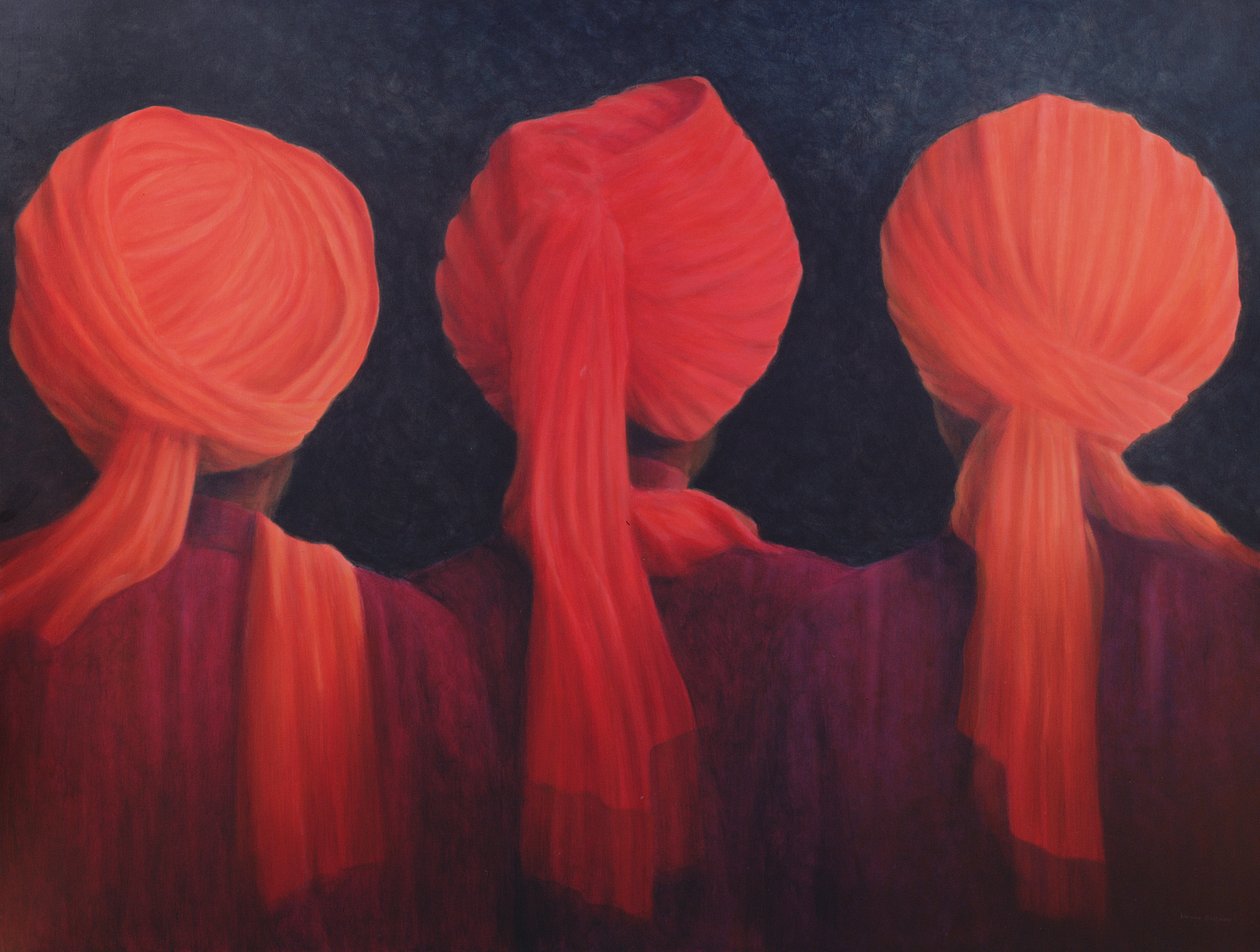 Turban Triptych, 2005 (akryl) av Lincoln Seligman