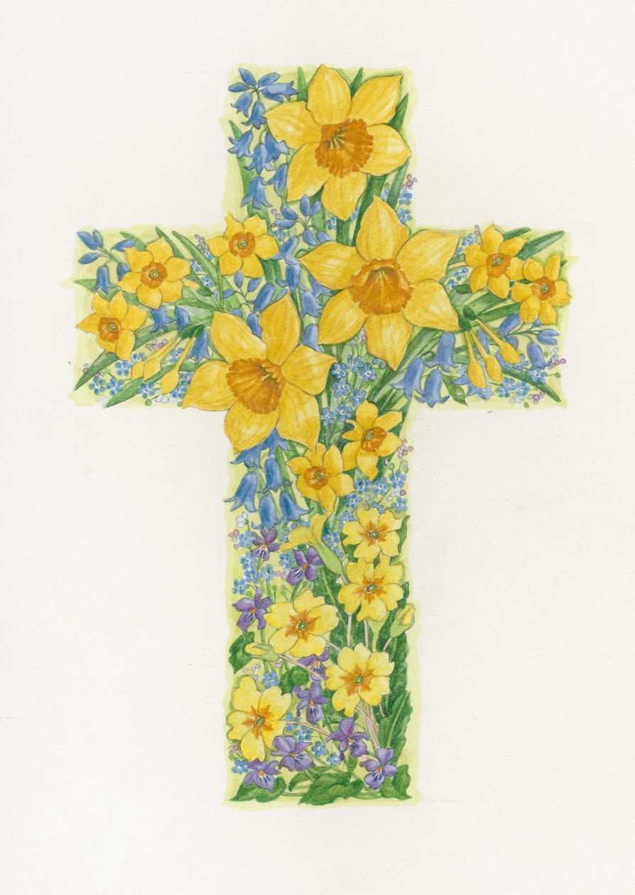 Floral Cross II, 2000 (wc på papir) av Linda Benton