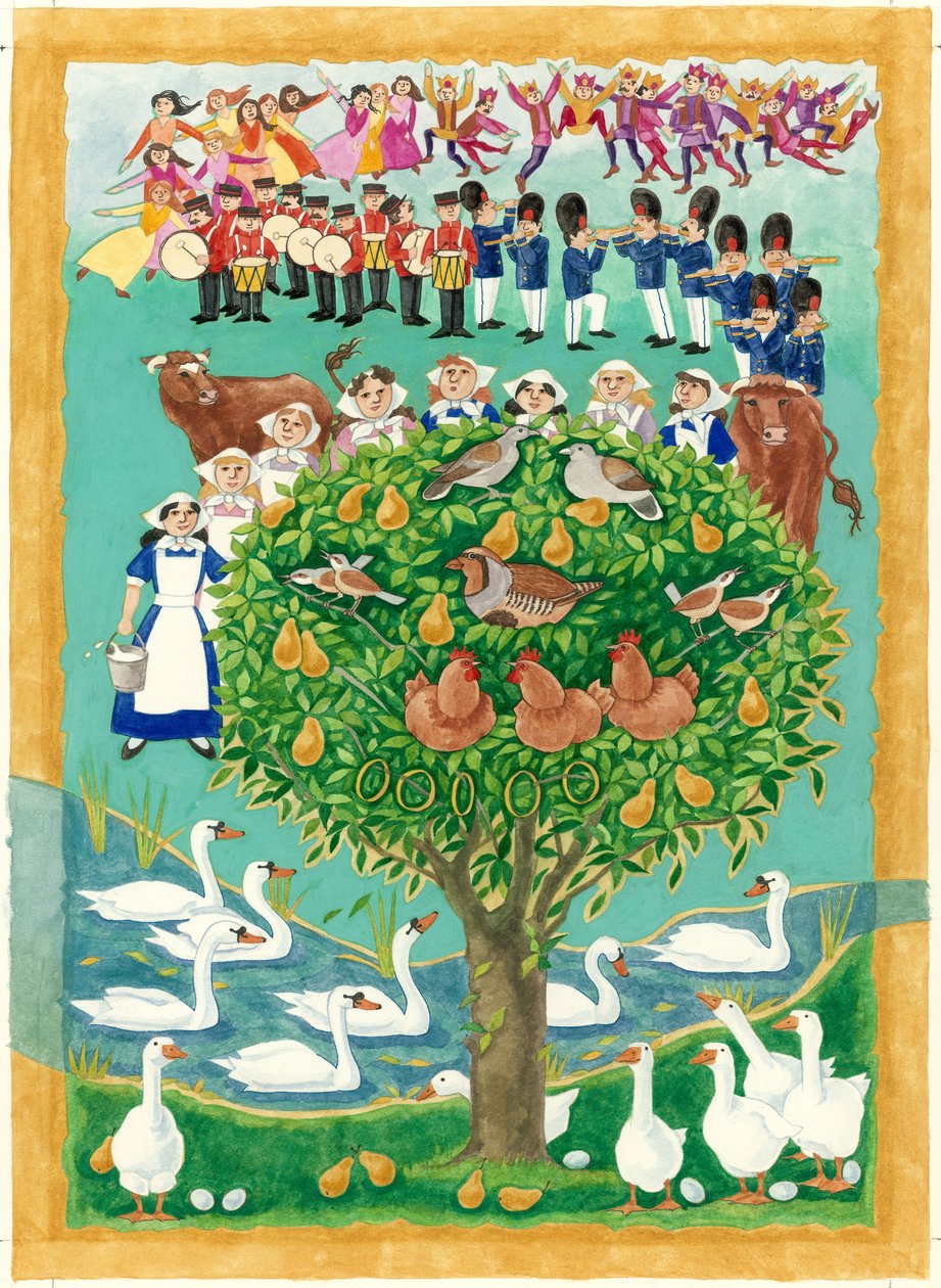 The Twelve Days of Christmas, 1997 (wc på papir) av Linda Benton