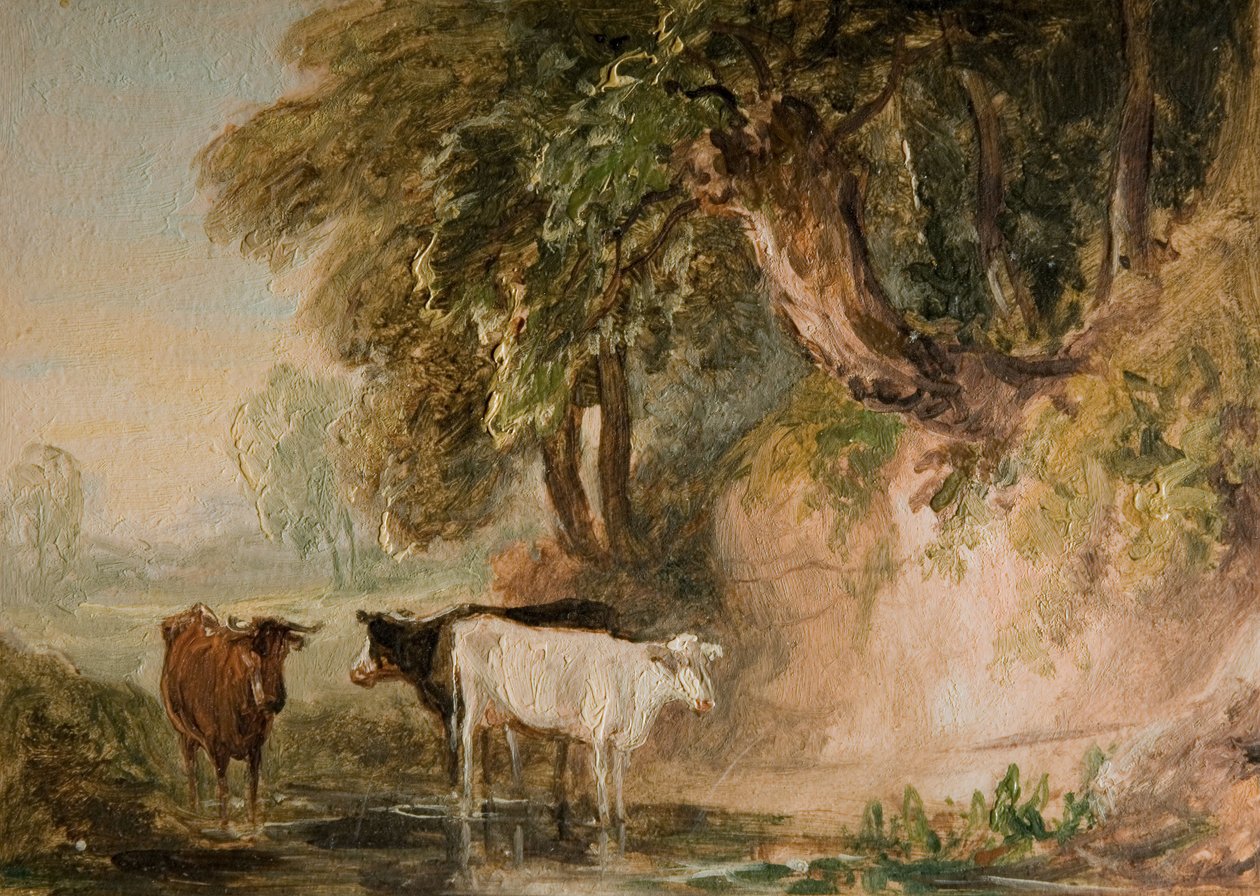 Pastoral scene med storfe, [1800-tallet]. av Lines Family