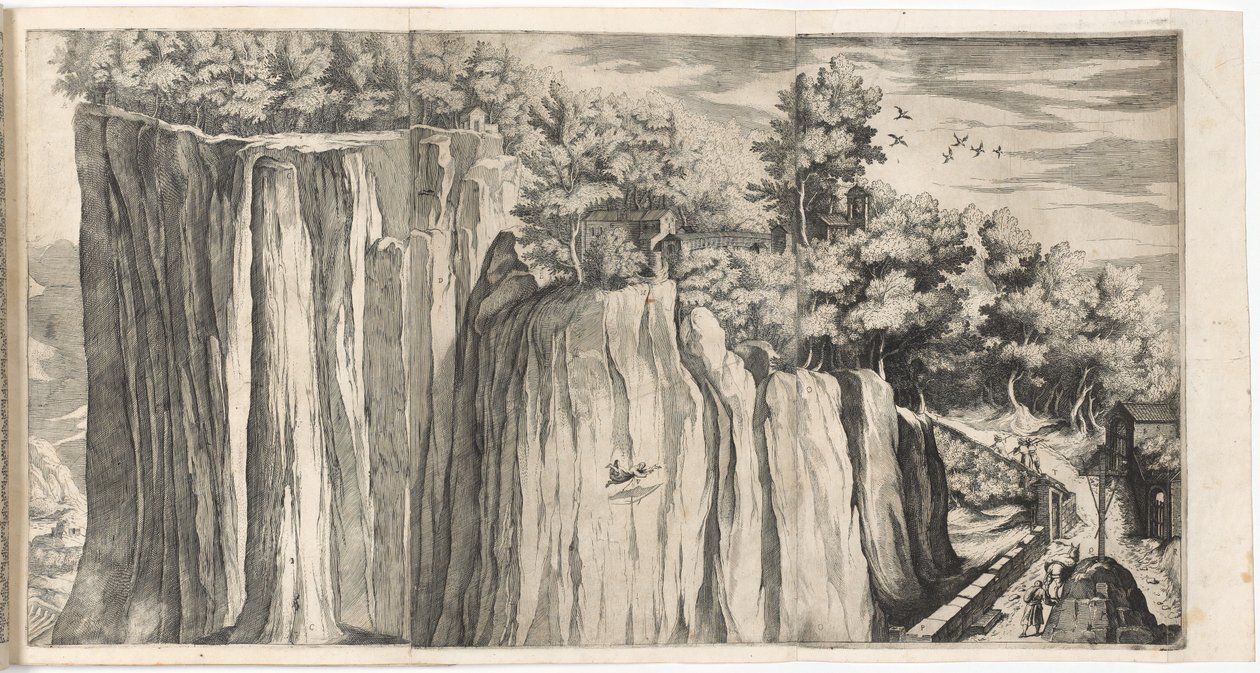 Utsikt over fjellet La Verna fra veien til Casentino (Vue de la montagne della Vernia...) [plate A] av Lino Moroni