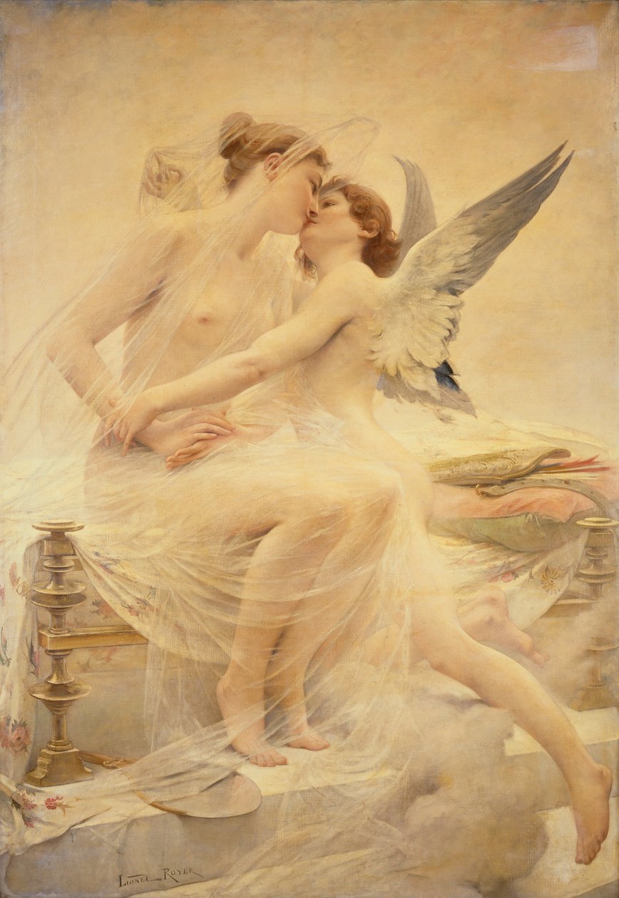 Amor og psyke (olje på lerret) av Lionel Noel Royer