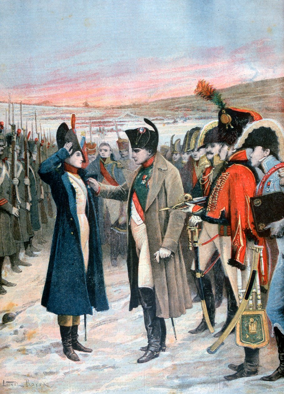 Napoleon presenterer den kvinnelige offiseren Marie Schellinck med Legion dHonneur, 1808 1894 av Lionel Noel Royer