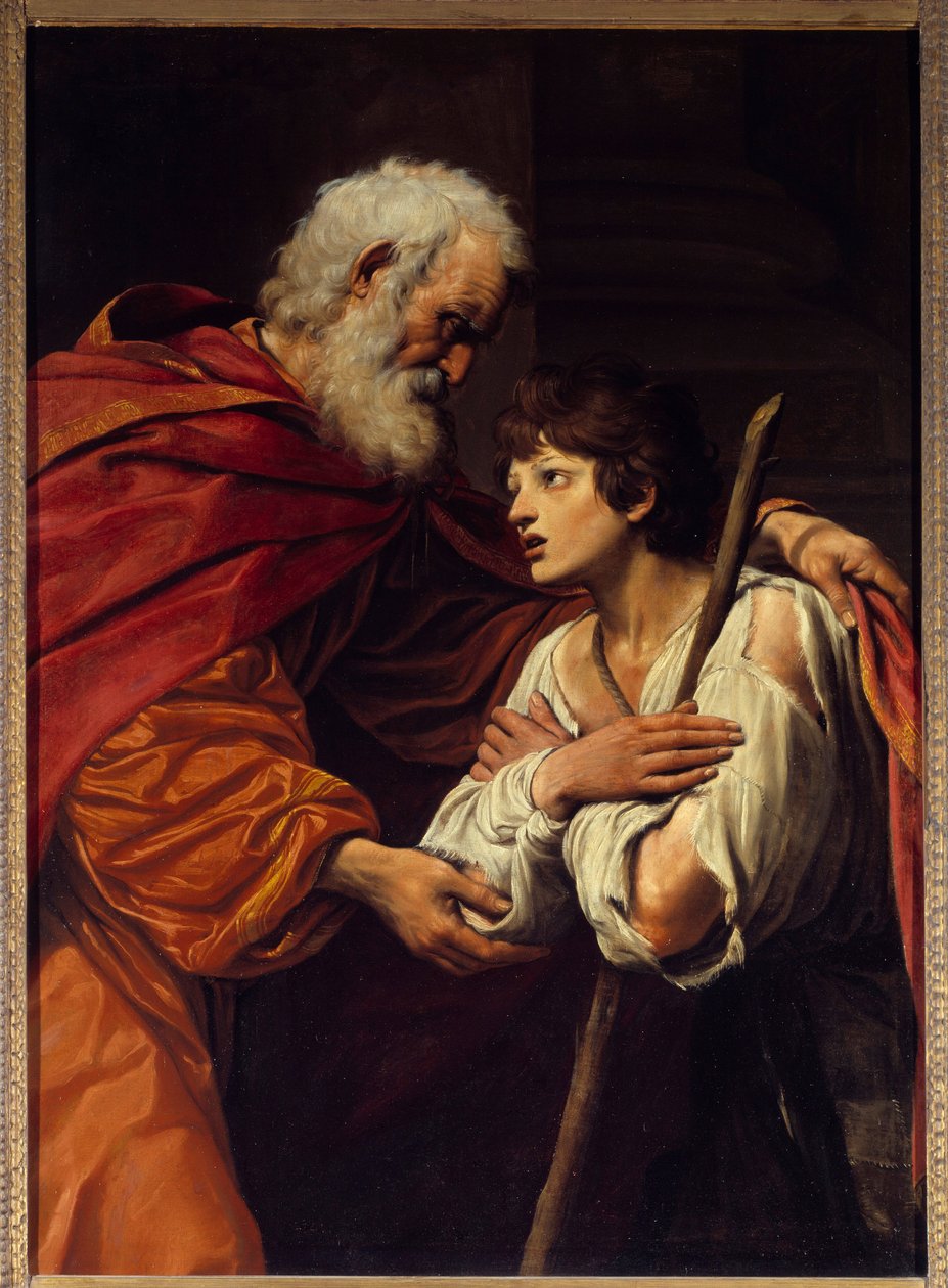 Tilbakekomsten av det fortapte barnet. Maleri av Leonello Spada (1576 - 1622) av Lionello Spada