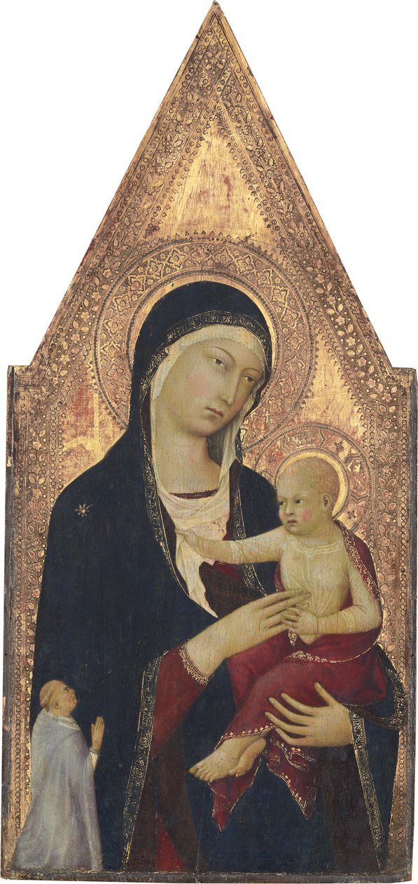 Madonna og barn med giver, 1325-30 (tempera på panel) av Lippo Memmi