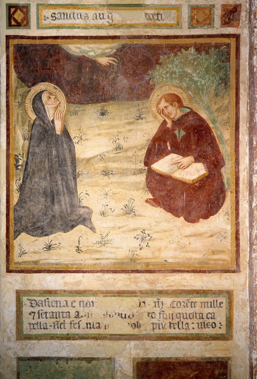 Saint Augustine of Hippo (354-430) og Saint Monique, Hermitage of San Leonardo al Lago, Monteriggioni av Lippo Vanni
