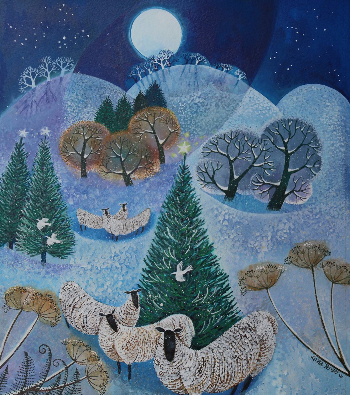 Julgran, 2017, (akrylblekk på papir) av Lisa Graa Jensen