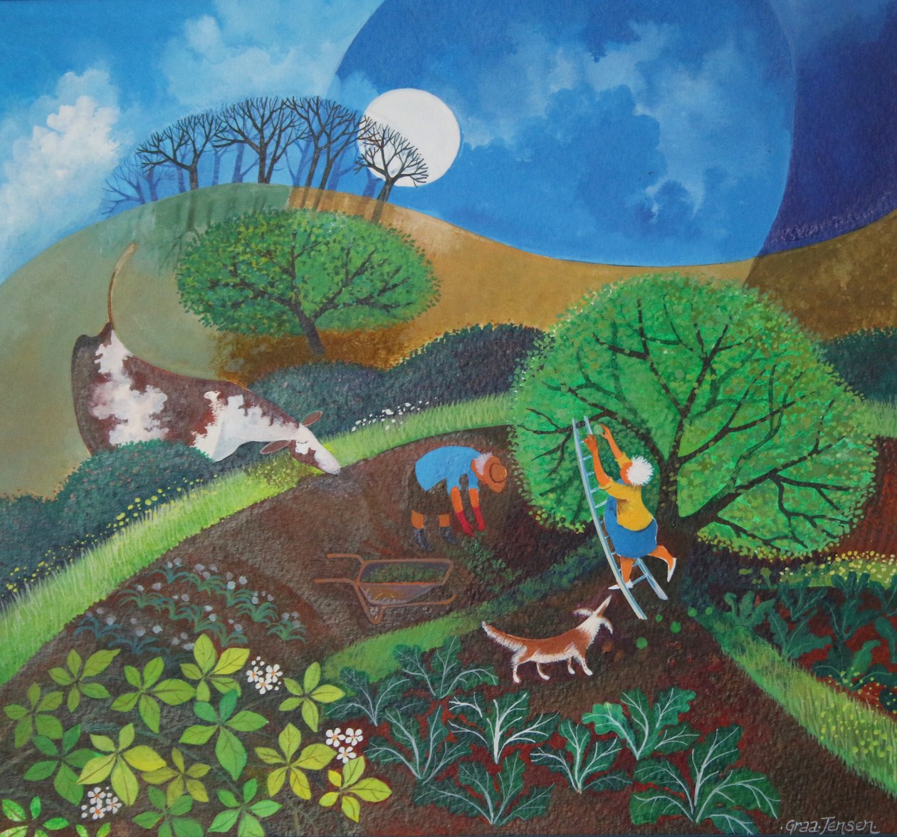 Companion Gardeners, 2015, (akrylblekk på papir) av Lisa Graa Jensen
