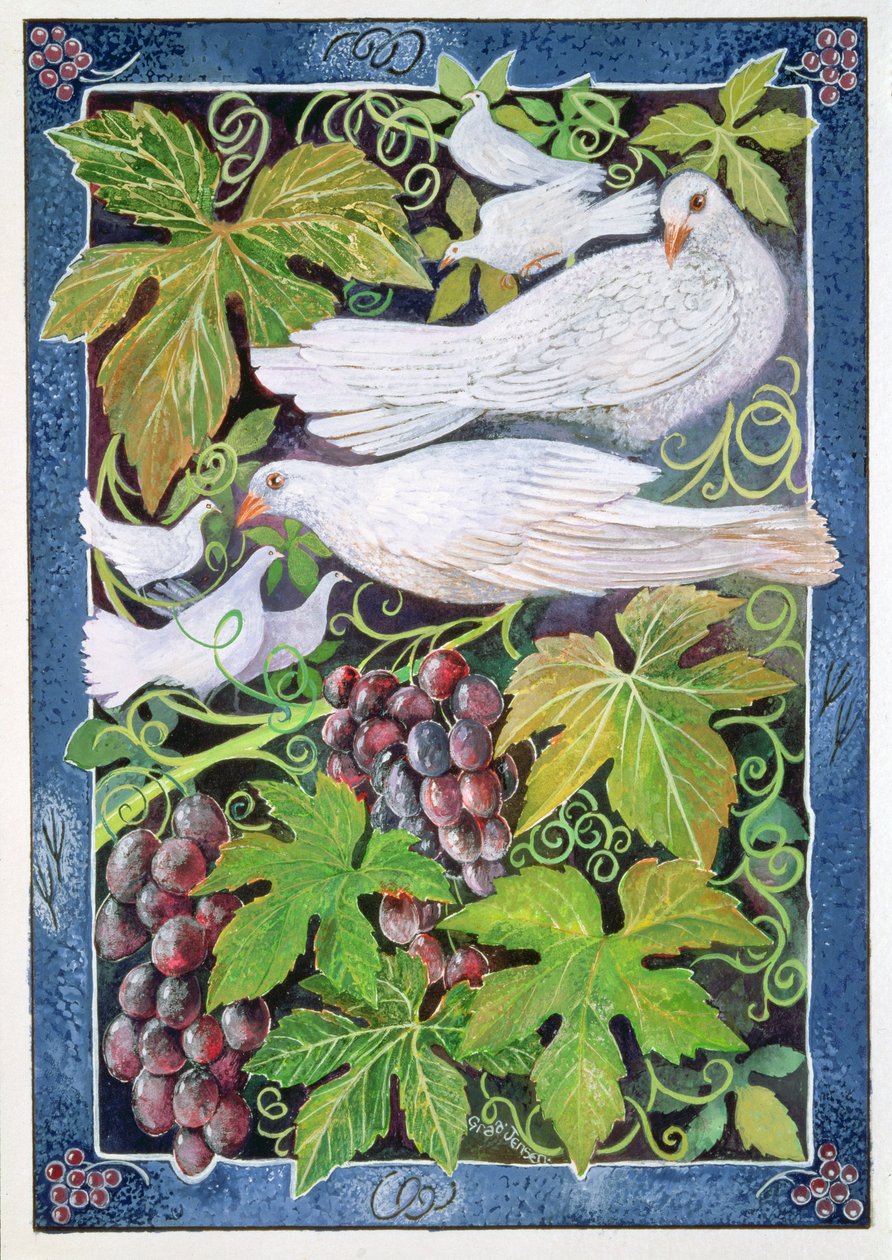 Doves, 1996 (akrylblekk, gouache) av Lisa Graa Jensen