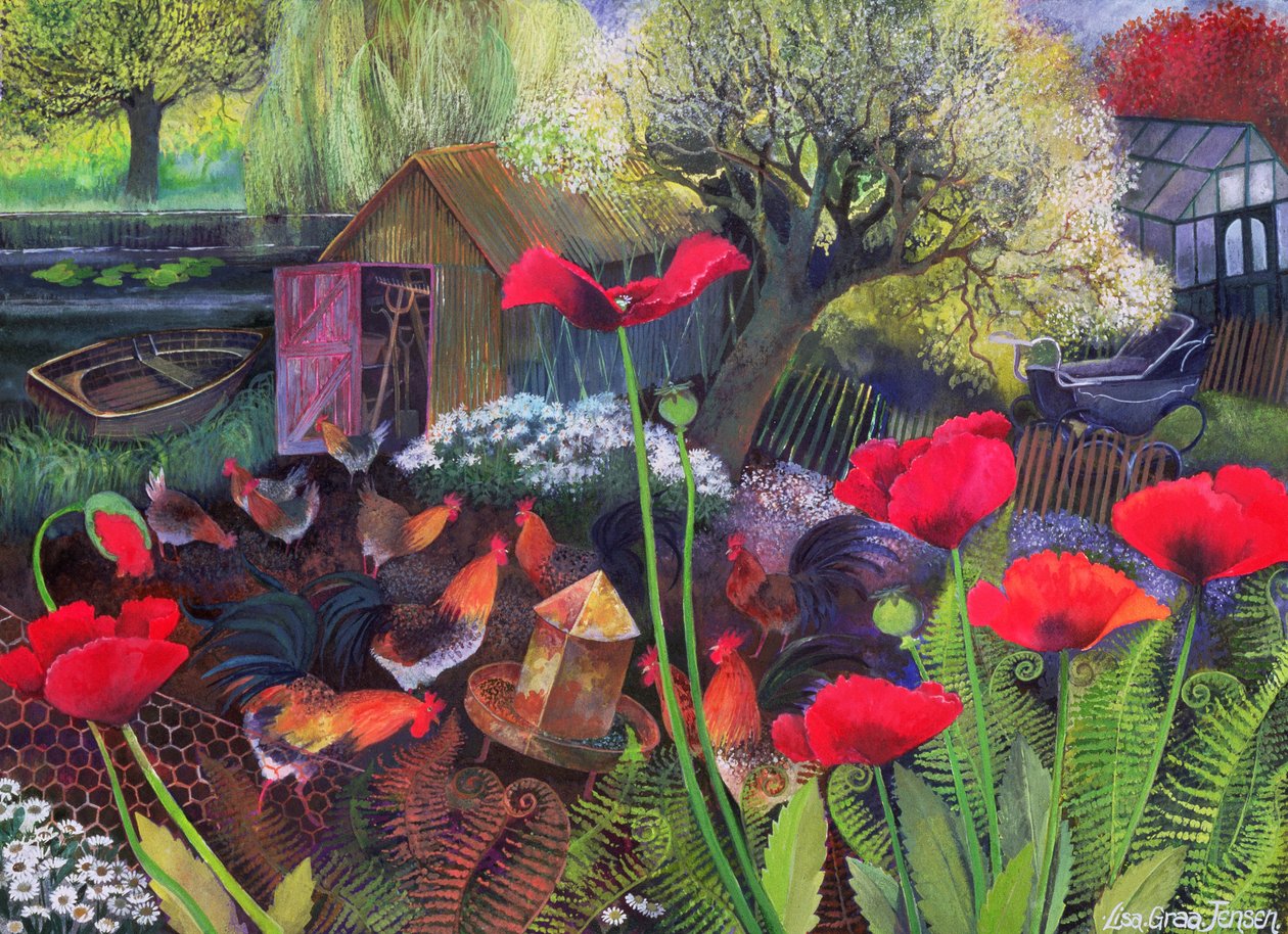 Hen Run, 1994 (akrylblekk, gouache) av Lisa Graa Jensen