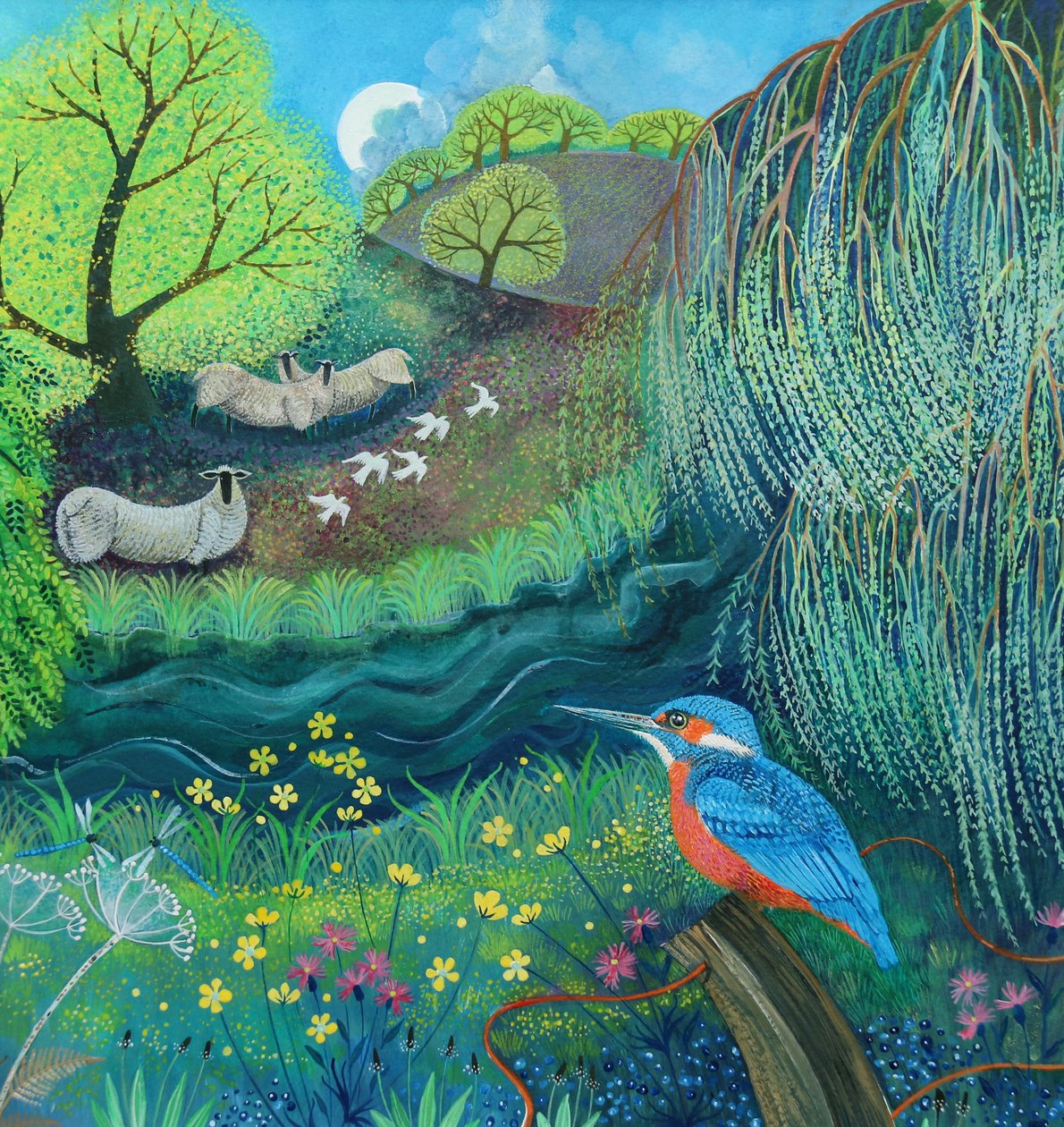 Kingfisher 2018 (akryl på papir) av Lisa Graa Jensen