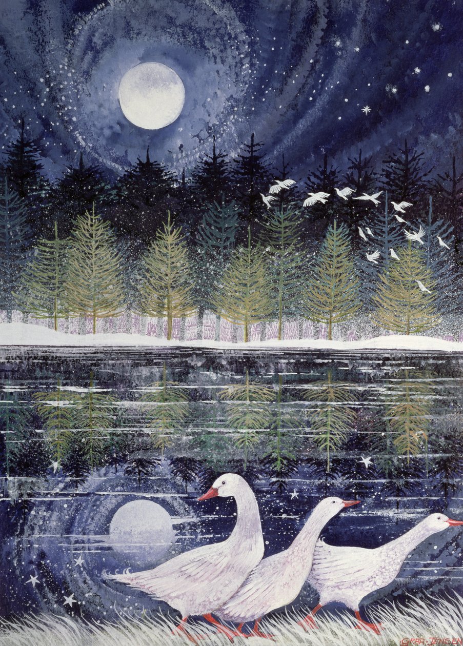 Snow Geese, 1995 (akrylblekk, gouache) av Lisa Graa Jensen